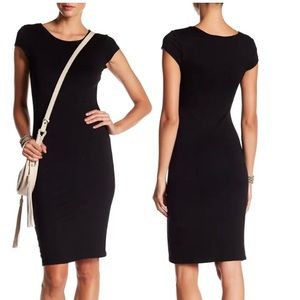 Velvet Torch: Cap Sleeve Bodycon Dress Navy